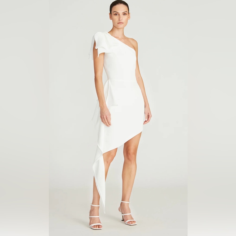 NWT Theia Margret White Crepe Cocktail Dress size 8 New